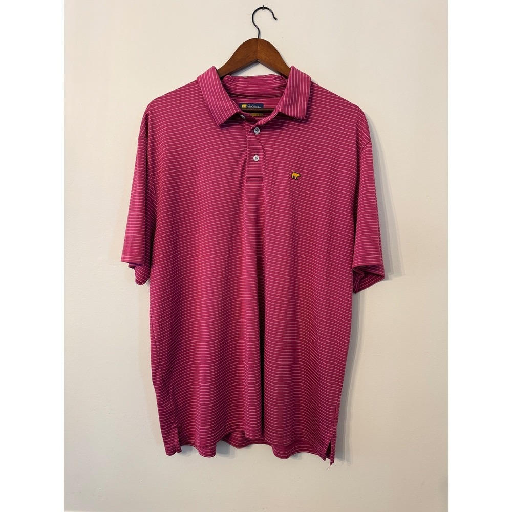 Jack Nicklaus Golden Bear Mens XL Pink Striped Short Sleeve Golf Polo Shirt